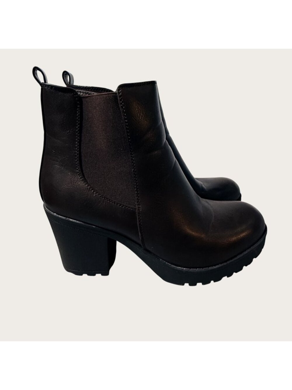 Refresh Club-01 Womens Brown Faux Leather Ankle Boots Chunky Heel Size 9